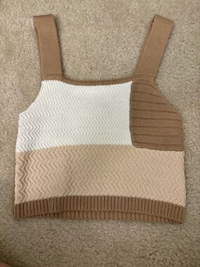 fab'rik Neutral Colorblock Knit Tank in Cream, Beige, Tan